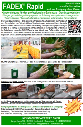 Dekontamination - Hände Desinfektion im Gartenbau gegen pyhtopathogene Viren wie ToBRFV